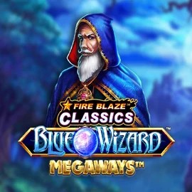 Fire Blaze Blue Wizard Megaways slot logo by Rarestone Gaming at LalaBet Casino
